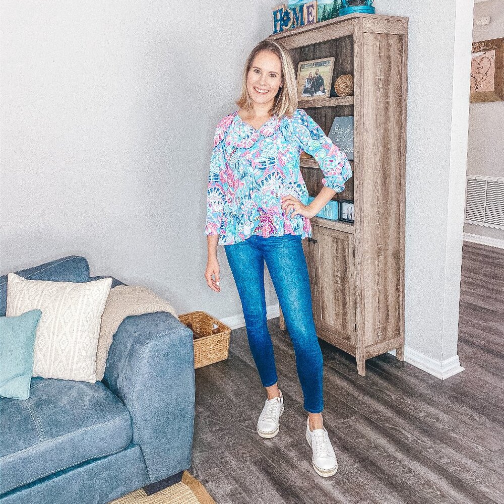 Lily Pulitzer Tensley Top Fantasy Garden Long Sleeve Shirt in Women’s XS